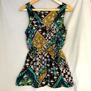 Geo Print Empire Waist Flattering Tank Blouse